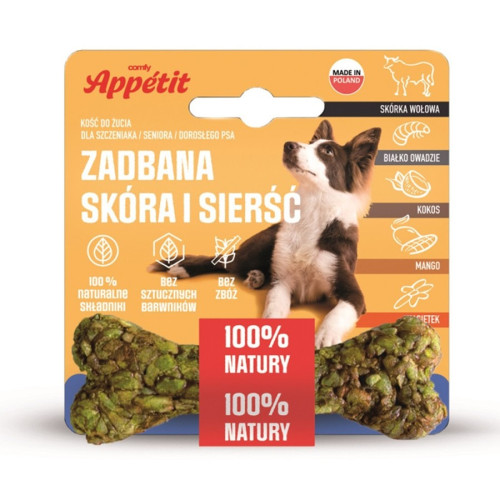 Comfy Appetit kość dla psa 10 cm 35 g - Wzmacnia skórę i sierść