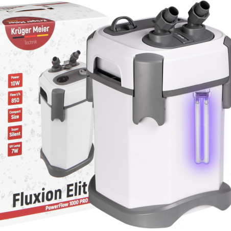 Kruger Meier Fluxion Elite 1000 UVC PRO - filtr zewnętrzny z lampą UV do akwarium 80 - 180 litrów - Krystaliczna woda