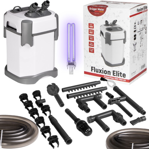 Kruger Meier Fluxion Elite 1000 UVC PRO - filtr zewnętrzny z lampą UV do akwarium 80 - 180 litrów - Krystaliczna woda