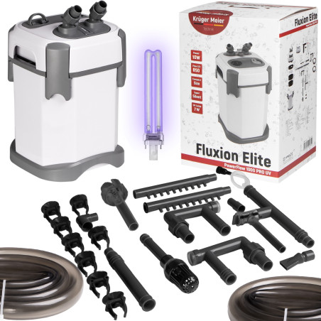 Kruger Meier Fluxion Elite 1000 UVC PRO - filtr zewnętrzny z lampą UV do akwarium 80 - 180 litrów - Krystaliczna woda