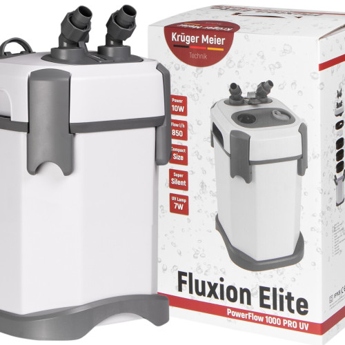 Kruger Meier Fluxion Elite 1000 UVC PRO - filtr zewnętrzny z lampą UV do akwarium 80 - 180 litrów - Krystaliczna woda