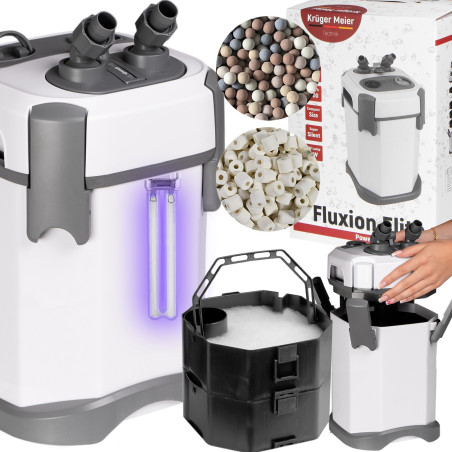 Kruger Meier Fluxion Elite 1000 UVC PRO - filtr zewnętrzny z lampą UV do akwarium 80 - 180 litrów - Krystaliczna woda