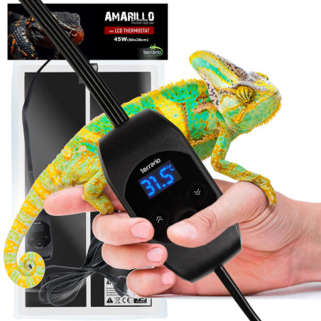 Terrario Amarillo 45W - mata grzewcza z termostatem LCD | Precyzyjna kontrola temperatury dla gadów