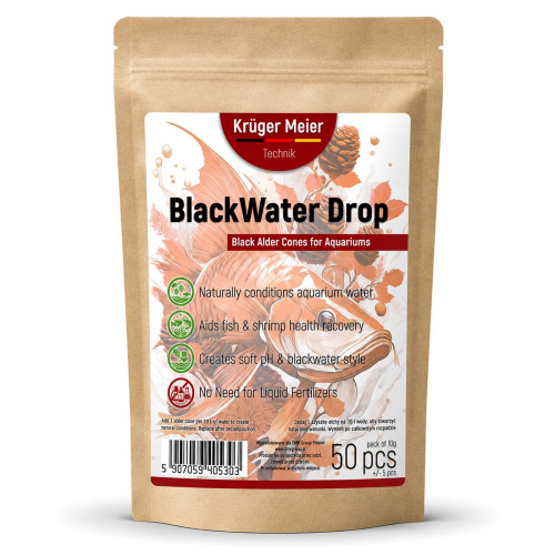 Szyszki olchy czarnej Kruger Meier BlackWater Drop 10 g, 50 szt. – naturalne obniżenie pH