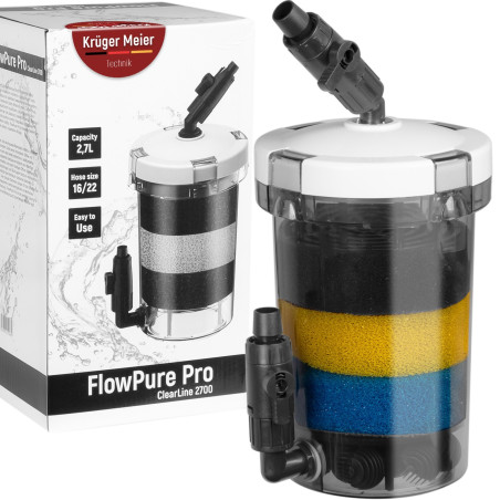 Kruger Meier FlowPure Pro 2700 - prefiltr kubełkowy zewnętrzny 16/22 | Krystaliczna woda do akwarium