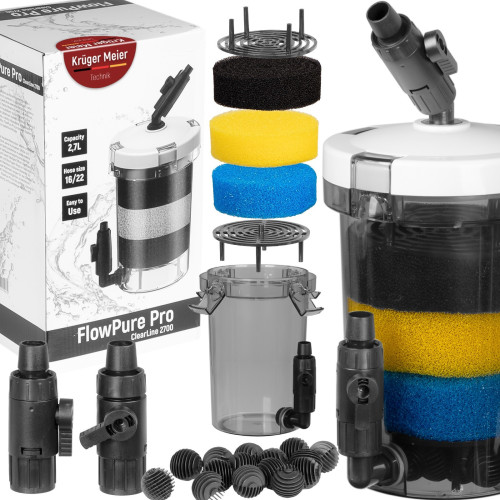 Kruger Meier FlowPure Pro 2700 - prefiltr kubełkowy zewnętrzny 16/22 | Krystaliczna woda do akwarium
