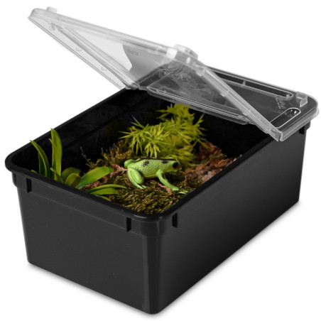 Terrarium plastikowe Terrario Reptiland Black 19×12×7,5 cm czarne