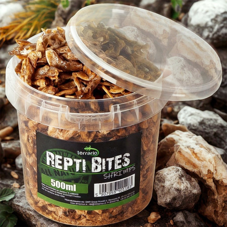 Pokarm suszony Terrario Repti Bites Shrimps 500 ml - suszone krewetki dla gadów