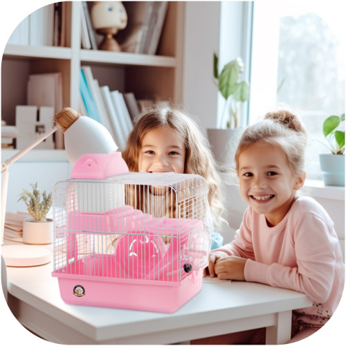 Furrever Friends Miku Homie M Pink - Klatka dla małych gryzoni, kompletny zestaw, bezpieczna i wygodna