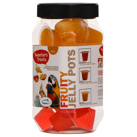 HappyPet Tweeter's Treats Fruity Jelly Pots 27 sztuk - mix smaków | Smakowite przysmaki dla ptaków