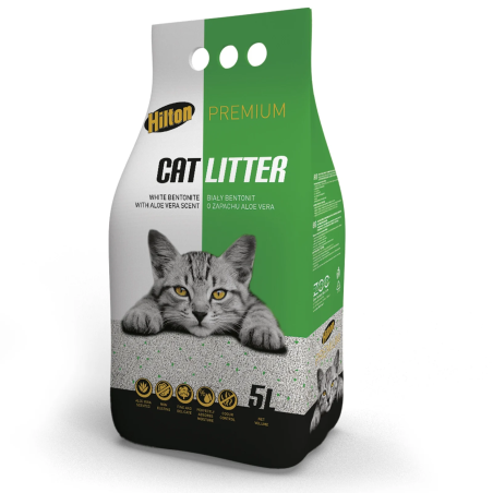 Hilton Cat Litter White Aloe 5l - Neutralizuje zapachy, delikatny dla łap