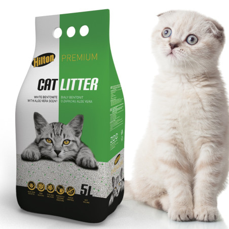 Hilton Cat Litter White Aloe 5l - Neutralizuje zapachy, delikatny dla łap