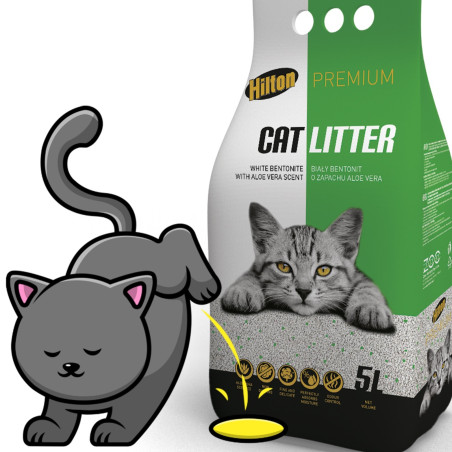 Hilton Cat Litter White Aloe 5l - Neutralizuje zapachy, delikatny dla łap