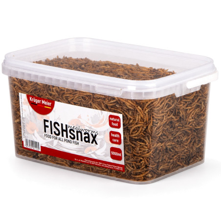 Karma dla karpi koi Kruger Meier FISHsnax Mealworms 5000 ml – suszone larwy mącznika