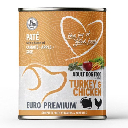 Euro Premium Pate Adult Turkey & Chicken 400g - Smaczna, pełnowartościowa mokra karma dla psów