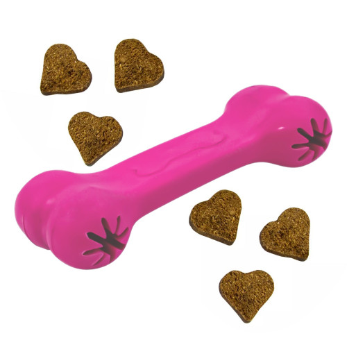 Pet Nova kość na przysmaki aromat wołowiny różowa 11cm - Idealna do zabawy i żucia