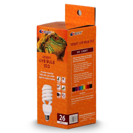 Resun Desert UVB Bulb 10.0 26W - Idealna dla gadów, zdrowe kości i aktywność