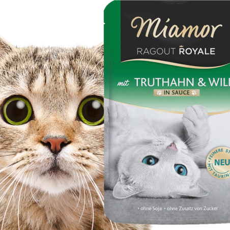 Miamor Royale mit Truthahn & wild - mokra karma indyk i dziczyzna w sosie 100g | Bogate białko, idealne dla wybrednych kotów