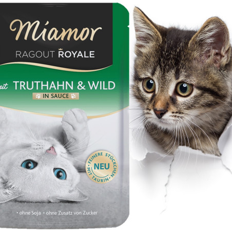 Miamor Royale mit Truthahn & wild - mokra karma indyk i dziczyzna w sosie 100g | Bogate białko, idealne dla wybrednych kotów