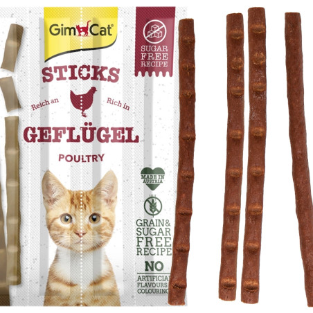GimCat Sticks 95% Meat kiełbaski drobiowe z wątróbką 4 sztuki | Ulubiony smakołyk kota