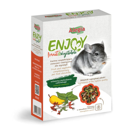 Alegia Enjoy fruits and vegetables dla szynszyla 340g - Pełnowartościowa, naturalna karma