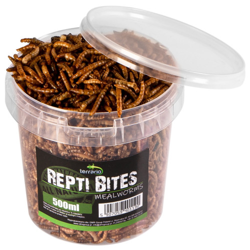 Terrario Repti Bites Mealworms 500ml - larwy mącznika suszone | Bogate w białko, idealne dla gadów