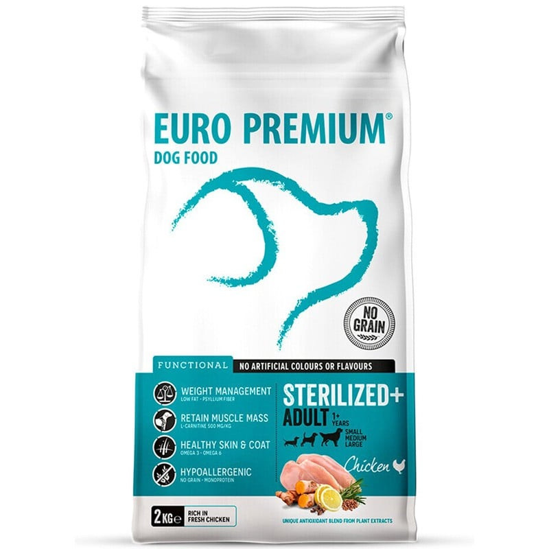 Euro Premium Adult Sterilized - sucha karma dla psa po sterylizacji z kurczakiem 2 kg