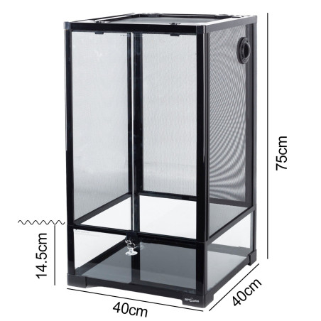 Repti-Zoo Glass Terrarium NET 40x40x75cm - szklane terrarium z metalową siatką maksimum bezpieczeństwa dla Twojego pupila.