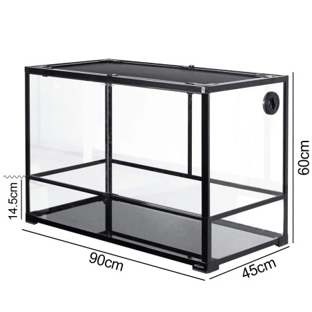 Repti-Zoo Glass Terrarium 90x45x60cm - Szklane terrarium z metalową siatką – Komfort i bezpieczeństwo dla wymagających hodowców
