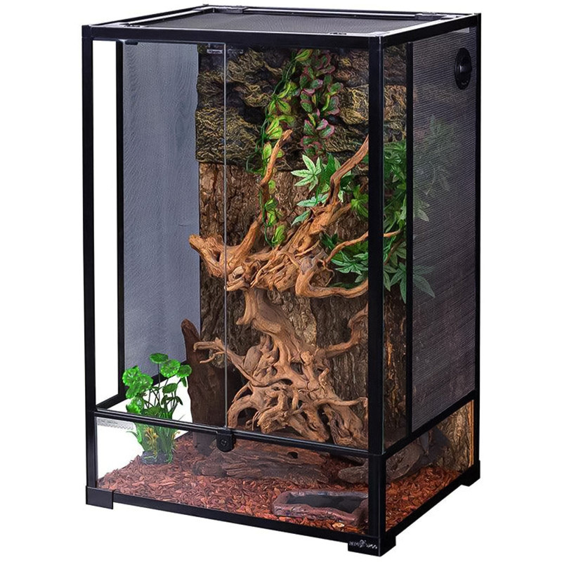 Repti-Zoo Glass Terrarium 60x45x90cm - szklane terrarium z metalową siatką – komfortowa i bezpieczna hodowla bez komplikacji
