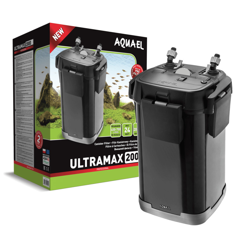 Aquael Filtr Ultramax 2000 - filtr do akwarium 400 - 700l. Pojemność 16 l + prefiltr 0,6 l – dużo miejsca na wkłady