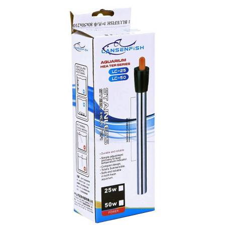LansenFish Steel Heater 25W - stalowa grzałka z termostatem do akwarium 10l - 20l